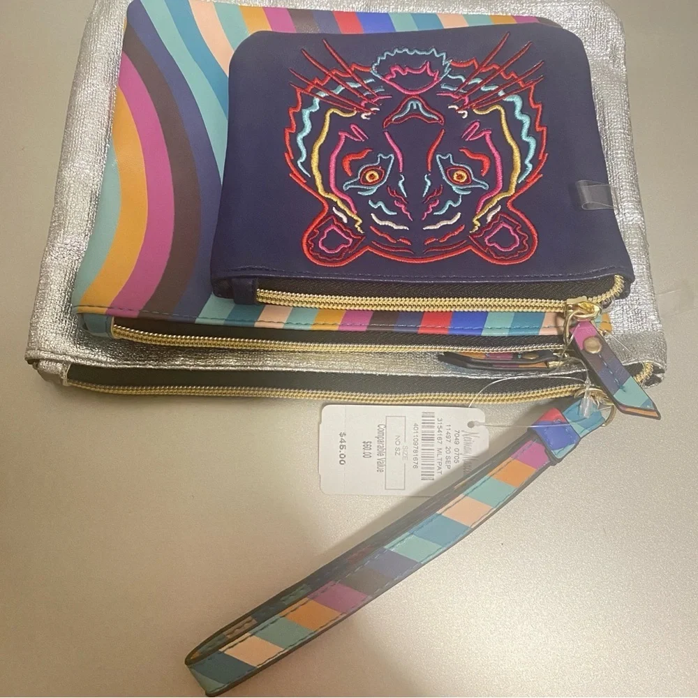 NWT Neiman Marcus 3pc Cosmetic Zip Pouches Set